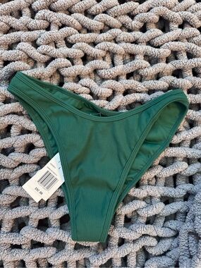 l*space Forest Green Ribbed High-Cut Bikini Bottom